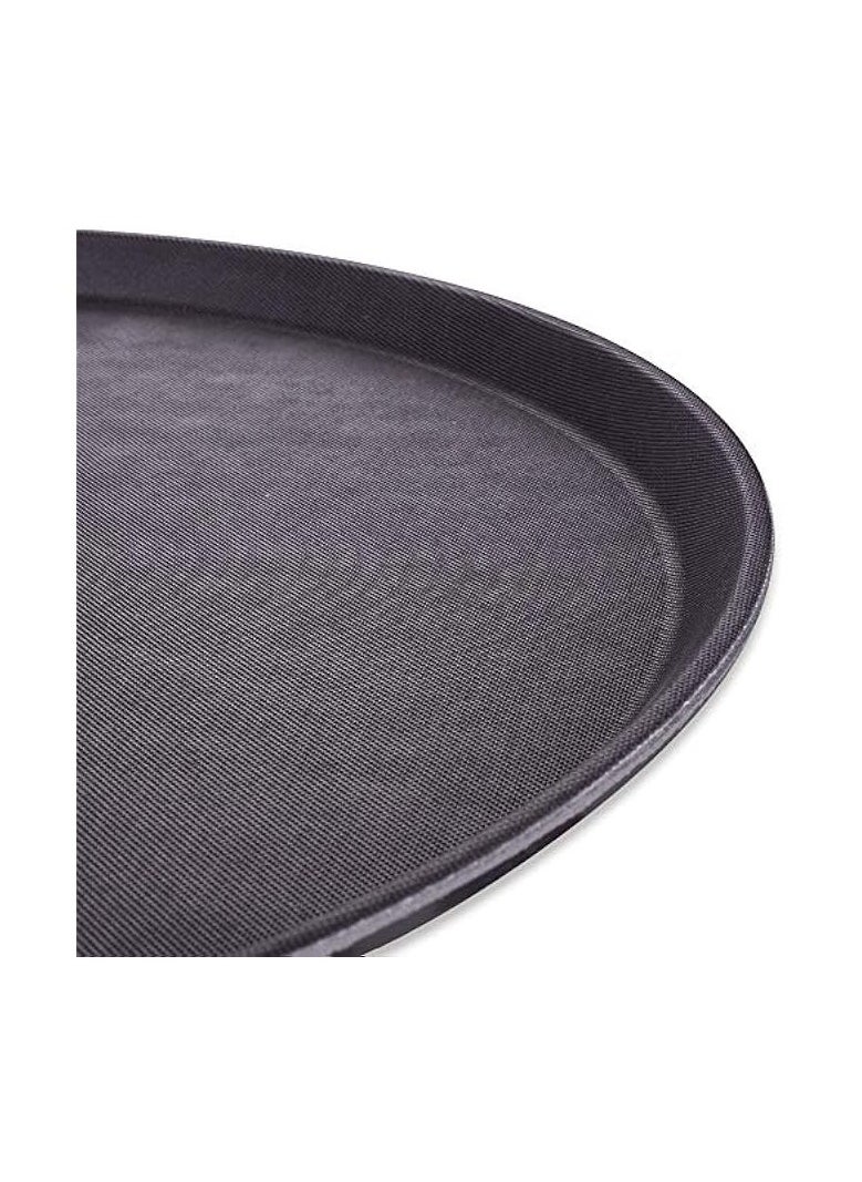 Oval Shape Non Slip Plastic Tray with Rubber, 50 cm x 63 cm Size, Black