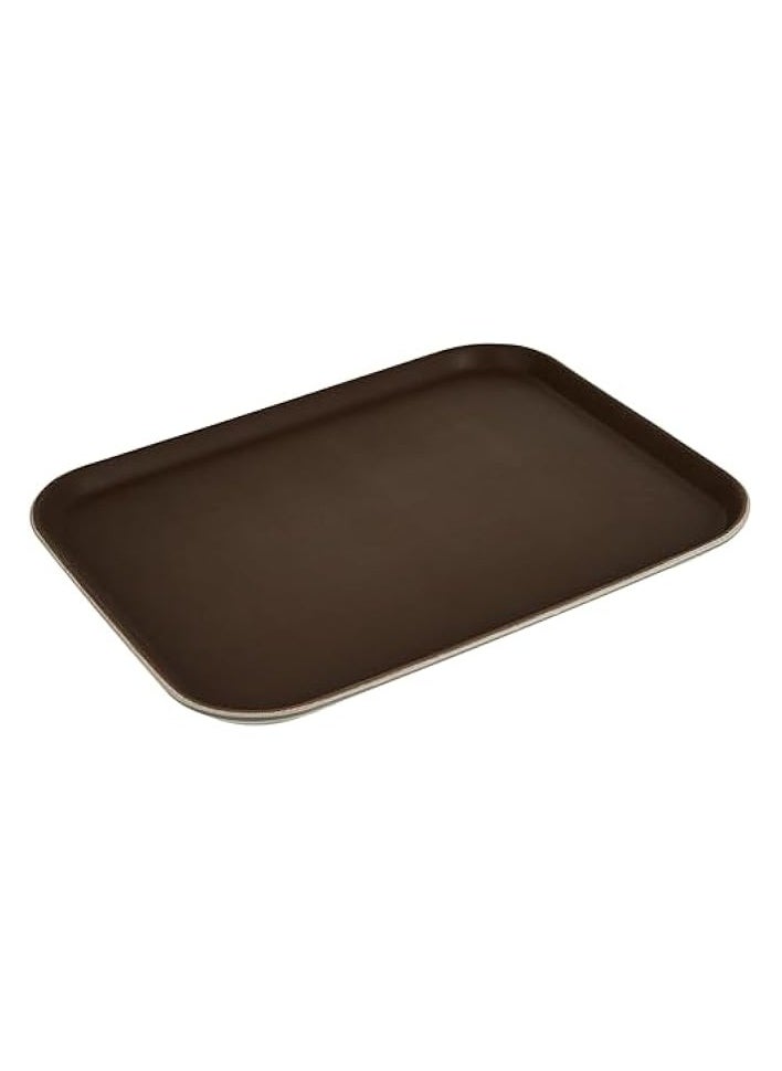 Non-Slip Plastic Rectangular Tray with Rubber Surface, Brown, 35 cm x 45 cm Size