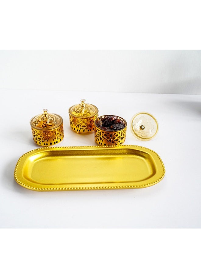 Ramadan Trays with Lid Metal ,Ramadan Candy Box ,Ramadan Decorations Food Storage Container Ramadan Activity Trays for Eid Party Supplies