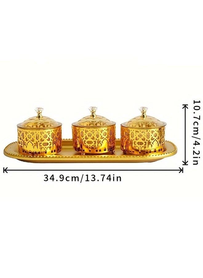 Ramadan Trays with Lid Metal ,Ramadan Candy Box ,Ramadan Decorations Food Storage Container Ramadan Activity Trays for Eid Party Supplies