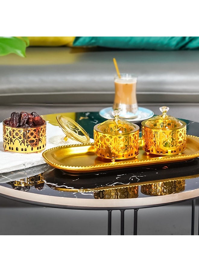 Ramadan Trays with Lid Metal ,Ramadan Candy Box ,Ramadan Decorations Food Storage Container Ramadan Activity Trays for Eid Party Supplies