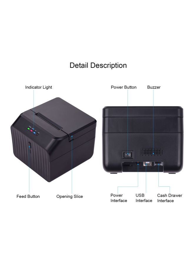 Thermal Barcode Receipt Printer Black