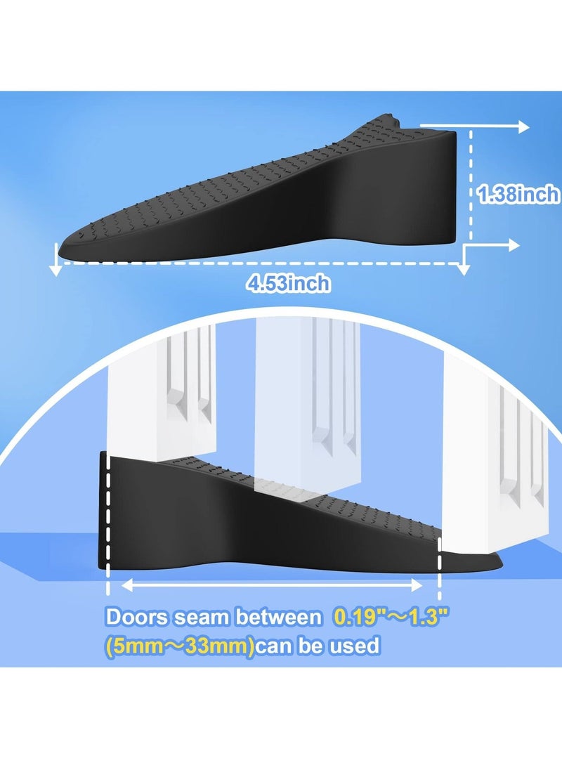 Door Stop Wedges, 2 Pack Rubber Door Stoppers with Holders, Stackable and Slip-Resistant for Tiles, Carpet, Wood and Laminate Floors and Other Floor Surfaces Stop