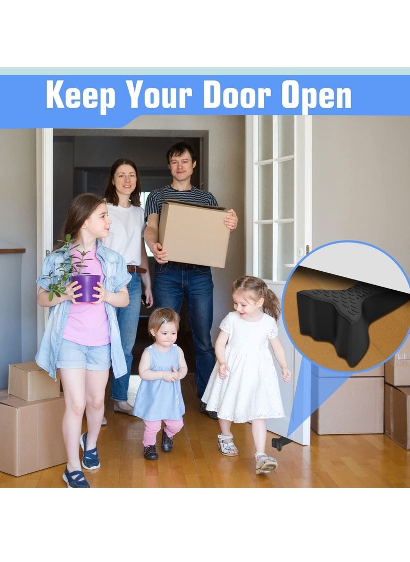 Door Stop Wedges, 2 Pack Rubber Door Stoppers with Holders, Stackable and Slip-Resistant for Tiles, Carpet, Wood and Laminate Floors and Other Floor Surfaces Stop