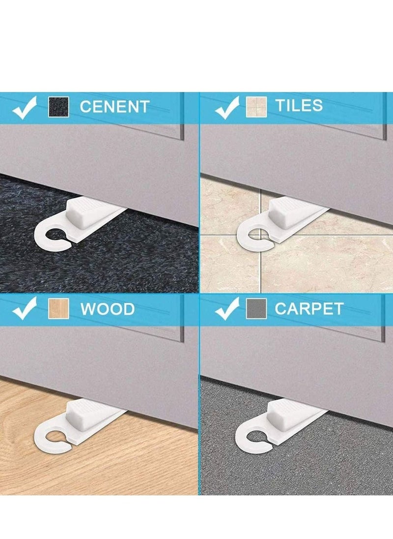 Door Stopper, Rubber Hook Type Door Stopper, Door Stop Works on All Floor Surfaces, Control The Size of The Door Gaps and Prevent The Lock-Outs,1 Inch Thick, 2 Pack (White)