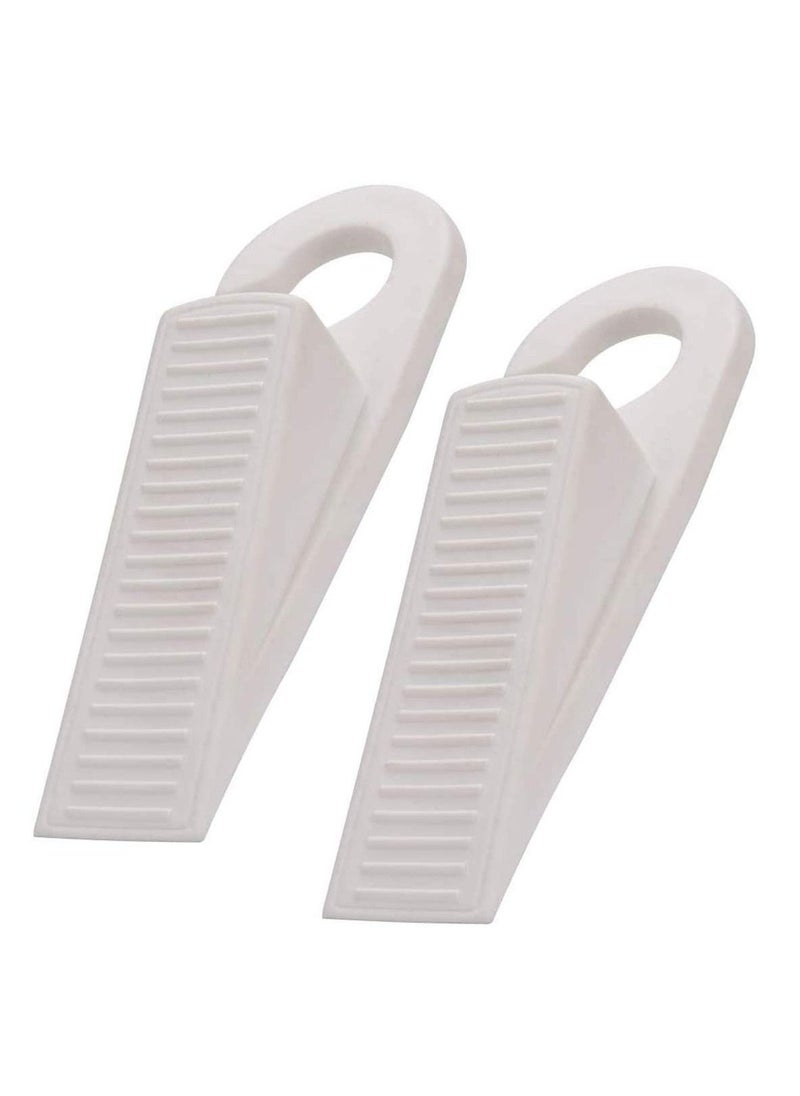 Door Stopper, Rubber Hook Type Door Stopper, Door Stop Works on All Floor Surfaces, Control The Size of The Door Gaps and Prevent The Lock-Outs,1 Inch Thick, 2 Pack (White)