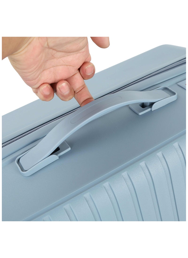 Senator Unisex Expandable PP Fashion Trolley Luggage Set Lightweight Hard Shell Spinner luggage with 360° Degree 4 Twin Wheel and Double Zippers KH1006-GREY BLUE