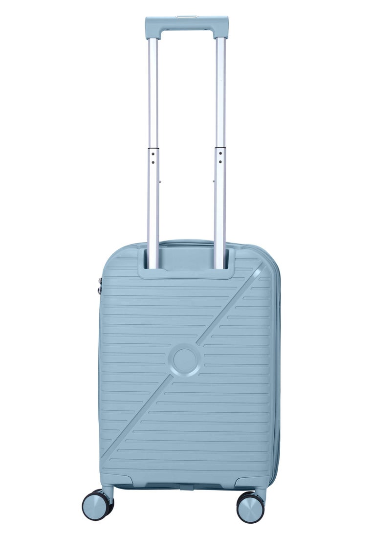 Senator Unisex Expandable Hard Case Luggage Lightweight PP Fashion Trolley Luggage with 4 Double Spinner Wheel and Safe Zippers KH1006-Grey Blue