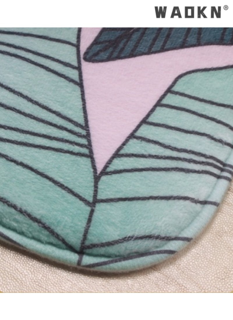 Plant pattern printed flannel floor mat, modern minimalist INS style carpet, designed specifically for households, living rooms, bedrooms, and bathrooms (50cm * 80cm)