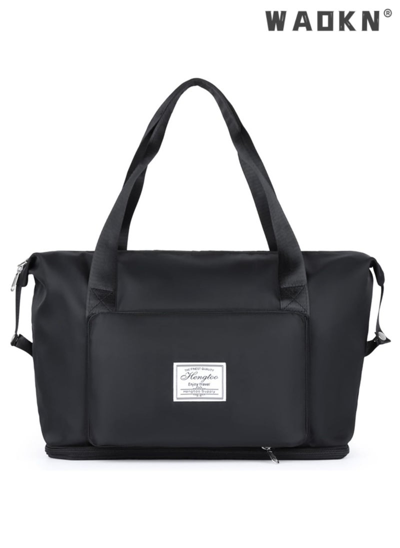Sports Gym Bag for Women, Workout Duffel Bag Travel Bags Swim Sports Travel Gym Bag with Dry Wet Pocket and Shoe Compartment Travel bag Yoga Bag (Black)