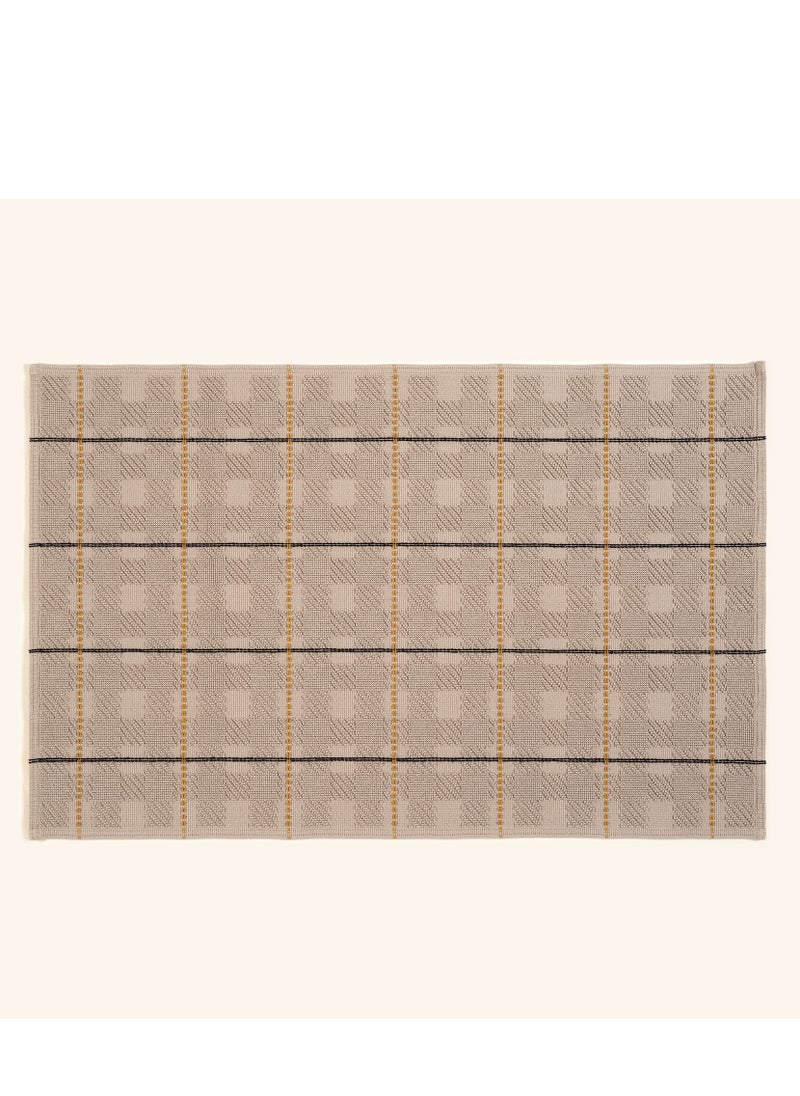 Costa Fringed Jacquard 100% Cotton Rug 90x140 Cm Beige