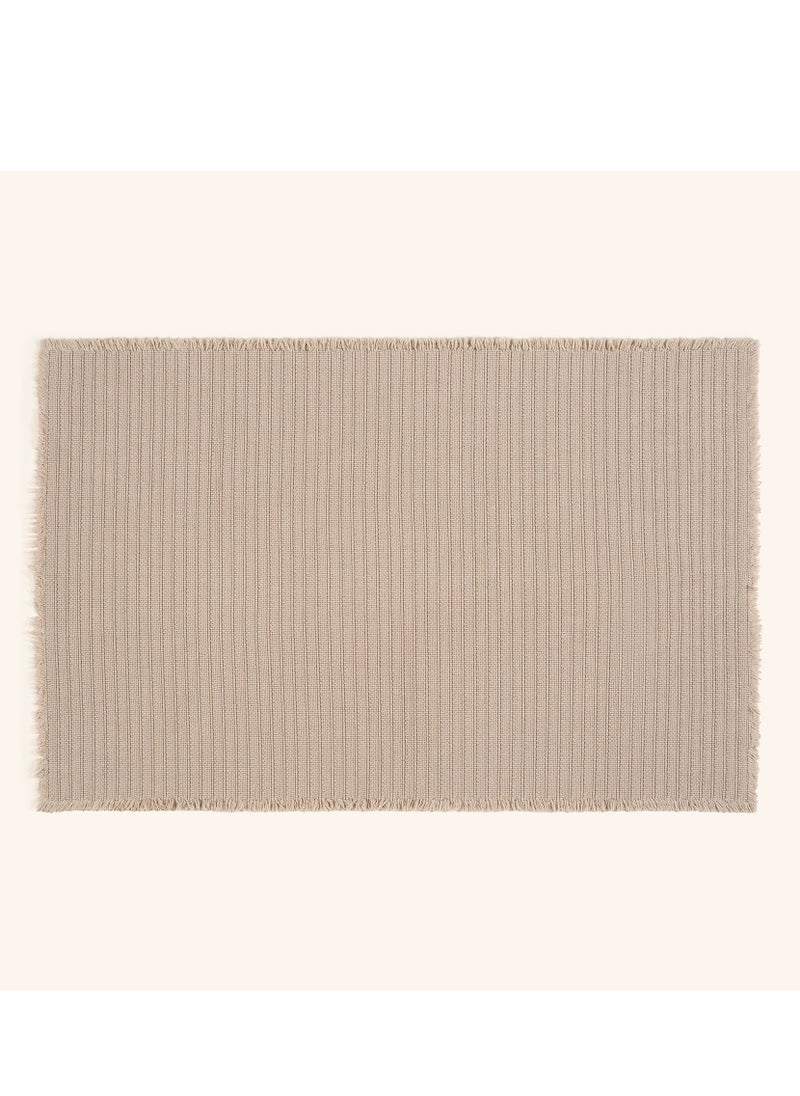 Costa Fringed Striped Cotton 100% Cotton Rug 90x140 Cm Sand Color