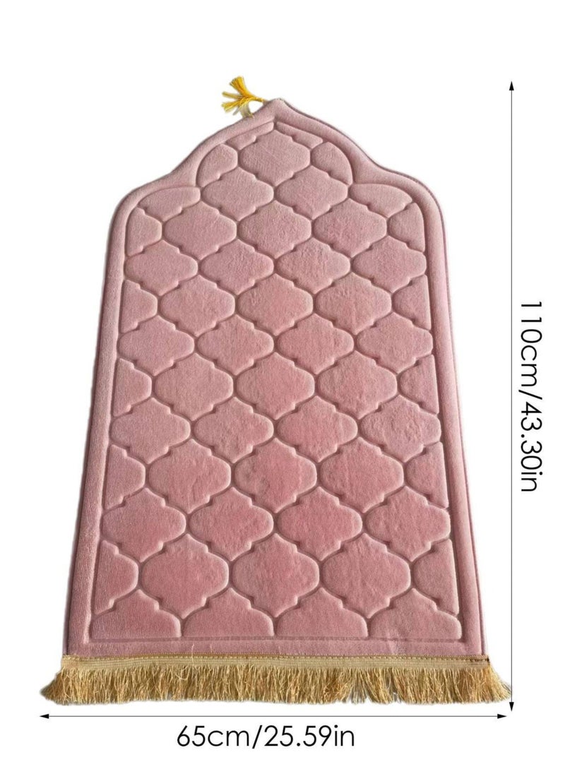 Flannel Prayer Mat, Mosque-shaped Soft Prayer Rug,Prayer Rug with Tassels, Prayer Mats for Ramadans Eid