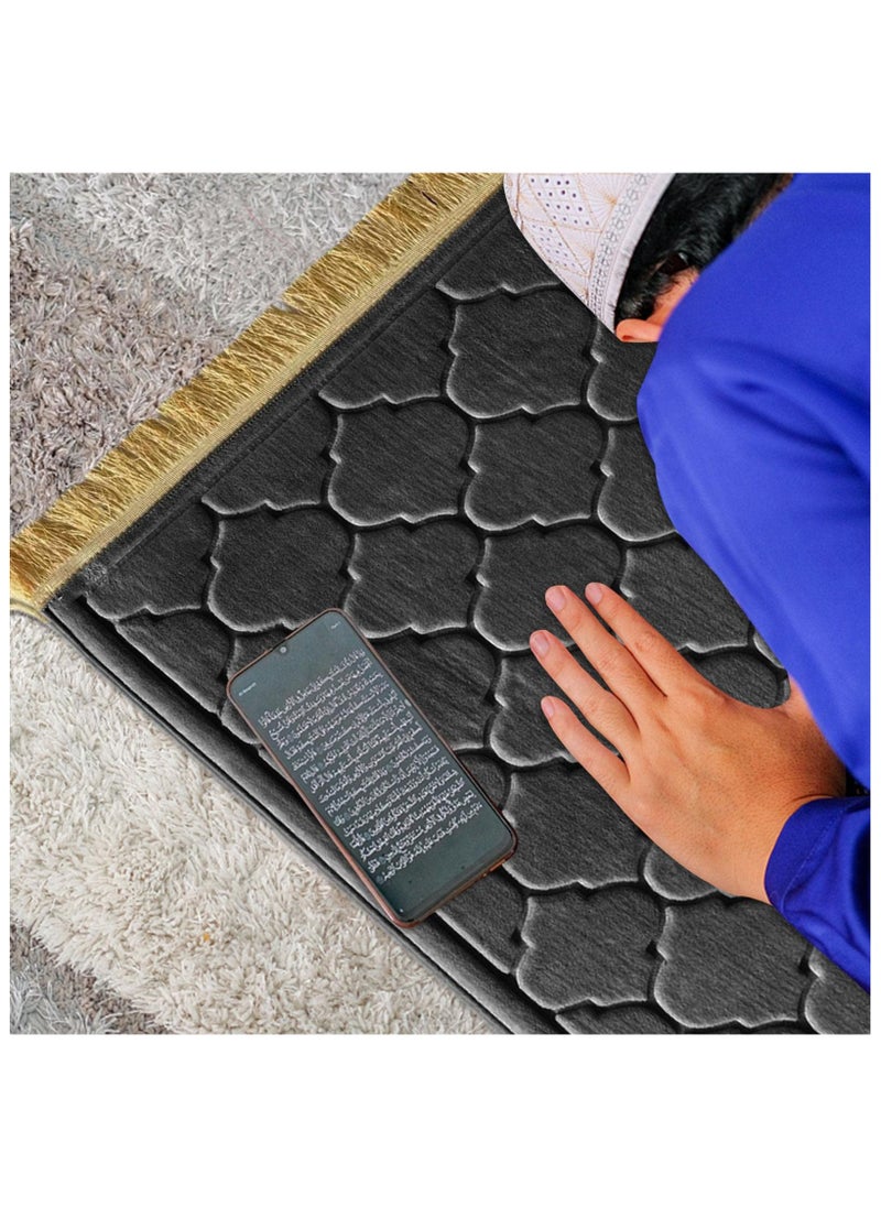 Flannel Prayer Mat, Mosque-shaped Soft Prayer Rug,Prayer Rug with Tassels, Prayer Mats for Ramadans Eid