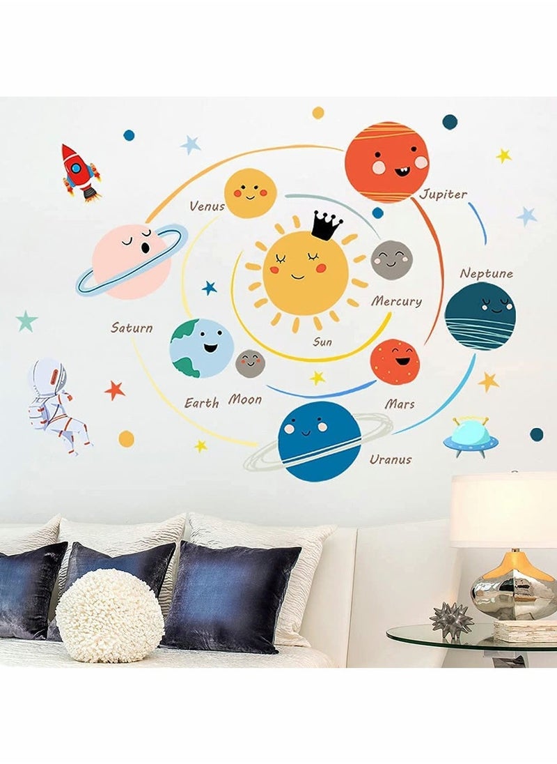 Planets Wall Sticker Solar System Wall Decals Children Wall Décor Removable Art Decor Space Decoration for Boys Girls Bedroom Wall Decals