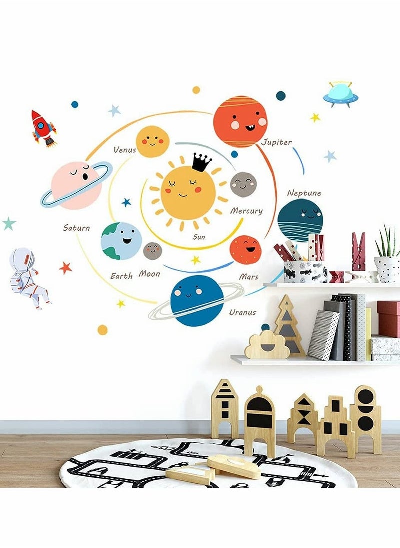 Planets Wall Sticker Solar System Wall Decals Children Wall Décor Removable Art Decor Space Decoration for Boys Girls Bedroom Wall Decals