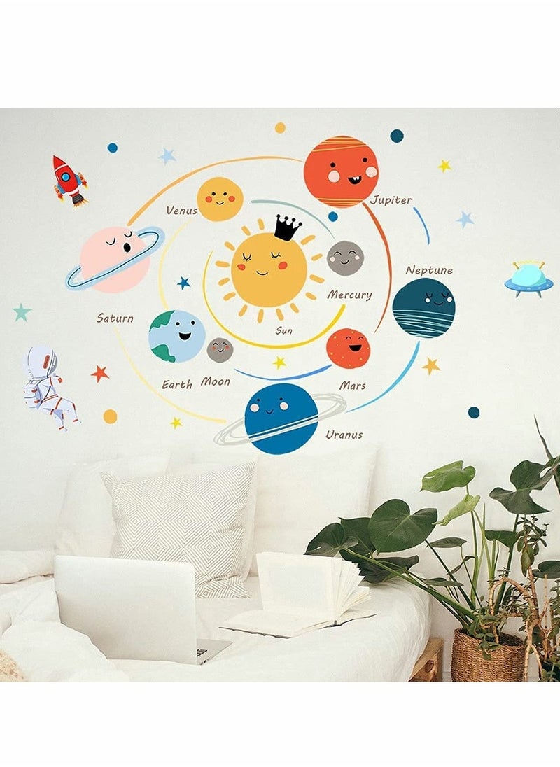 Planets Wall Sticker Solar System Wall Decals Children Wall Décor Removable Art Decor Space Decoration for Boys Girls Bedroom Wall Decals