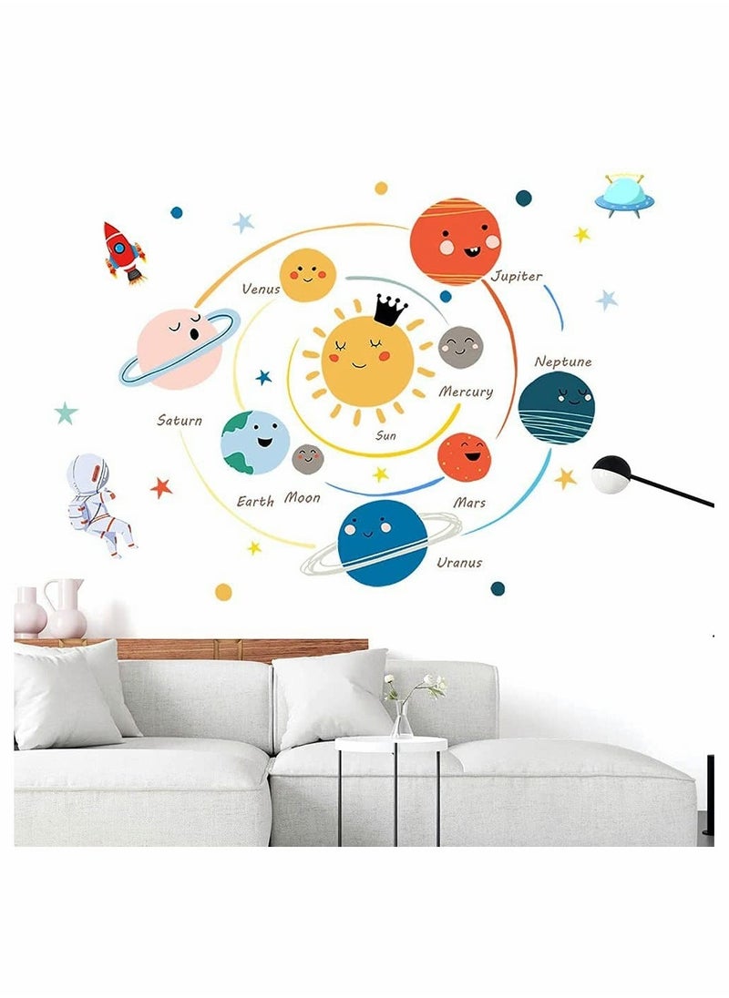 Planets Wall Sticker Solar System Wall Decals Children Wall Décor Removable Art Decor Space Decoration for Boys Girls Bedroom Wall Decals