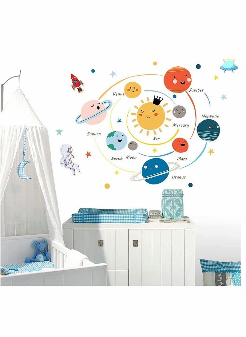 Planets Wall Sticker Solar System Wall Decals Children Wall Décor Removable Art Decor Space Decoration for Boys Girls Bedroom Wall Decals