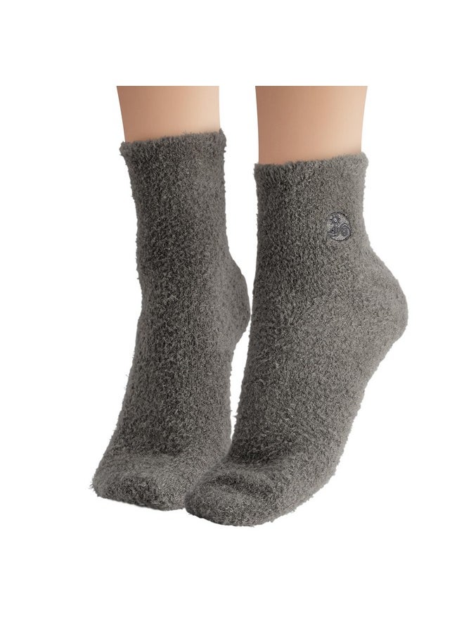 Aloe Socks - Infused W/Aloe Vera & Vitamin E - Helps Dry Feet, Cracked Heels, Calluses - Use With Lotion - Grey/Confetti (2 Pairs)