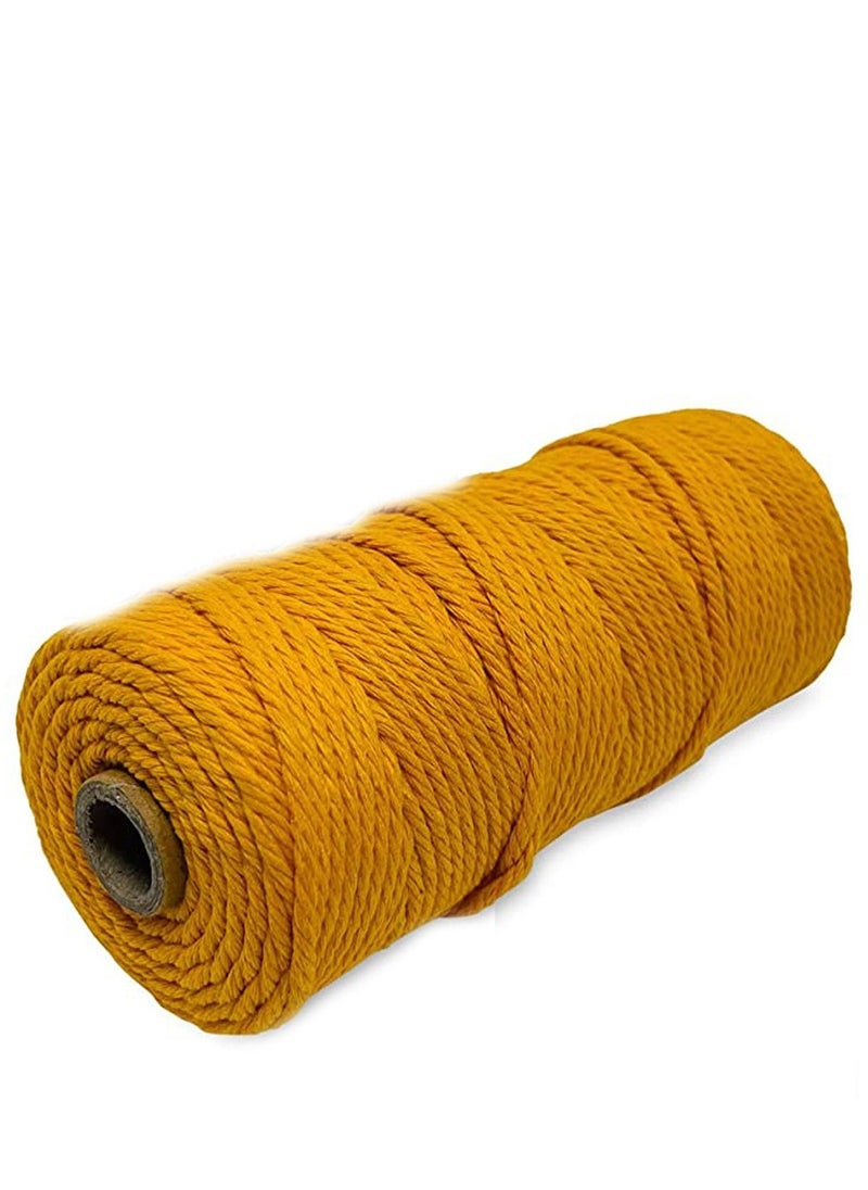 Macrame Cord, Gold 100% Cotton Cord Rope for Macrame 3 mm Natural and Colored Craft String Yarn Materials 100 m Long