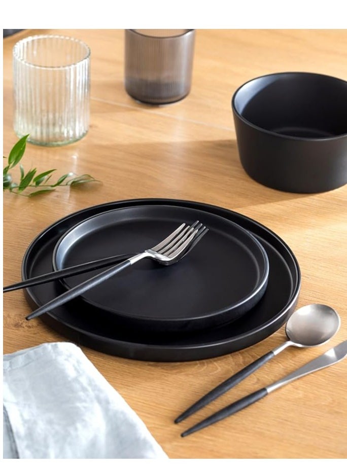 24 Piece Black Dinner Sets for 6 People