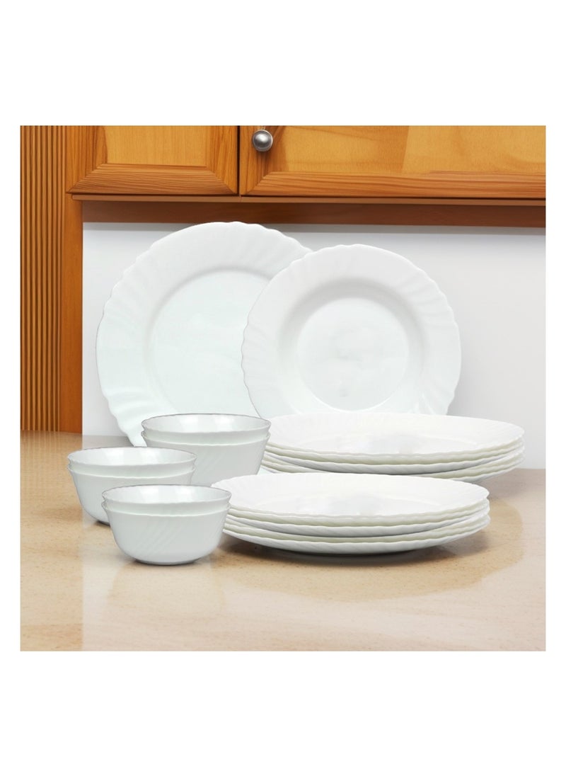 Melrich 12 Pcs Opal ware Dinner Set Dishwasher Safe BPA Free Freezer safe Ideal for Home Party Restaurant Beautiful and Elegant Design White