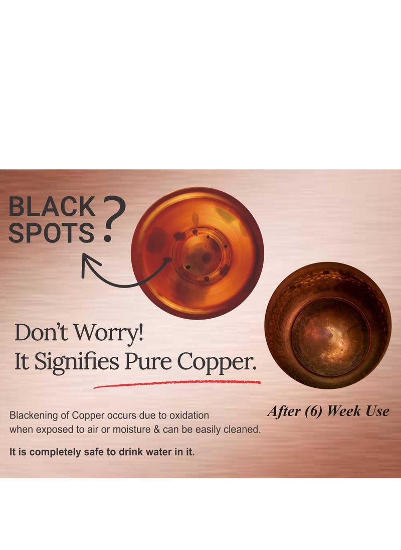 5 Litre Pure Copper Hammered Water Dispenser (Matka) Container Pot with 1Pure Copper Glasses Pure Copper and Ayurvedic Health Benefits (5000 ml + 600 ml)