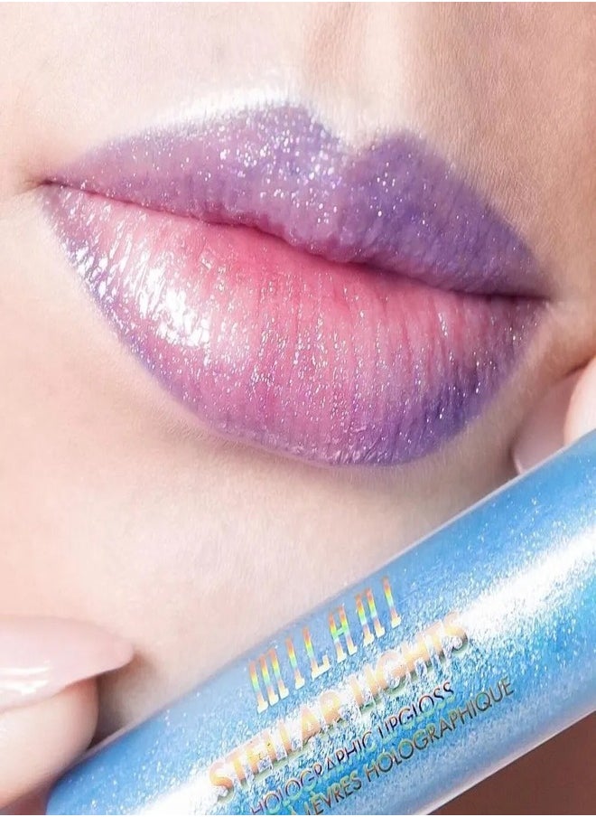 Milani Stellar Lights Holographic Lip Gloss #02 Iridescent Blue – High-Shine, Multi-Dimensional Finish | Lightweight, Non-Sticky Formula | 6ml