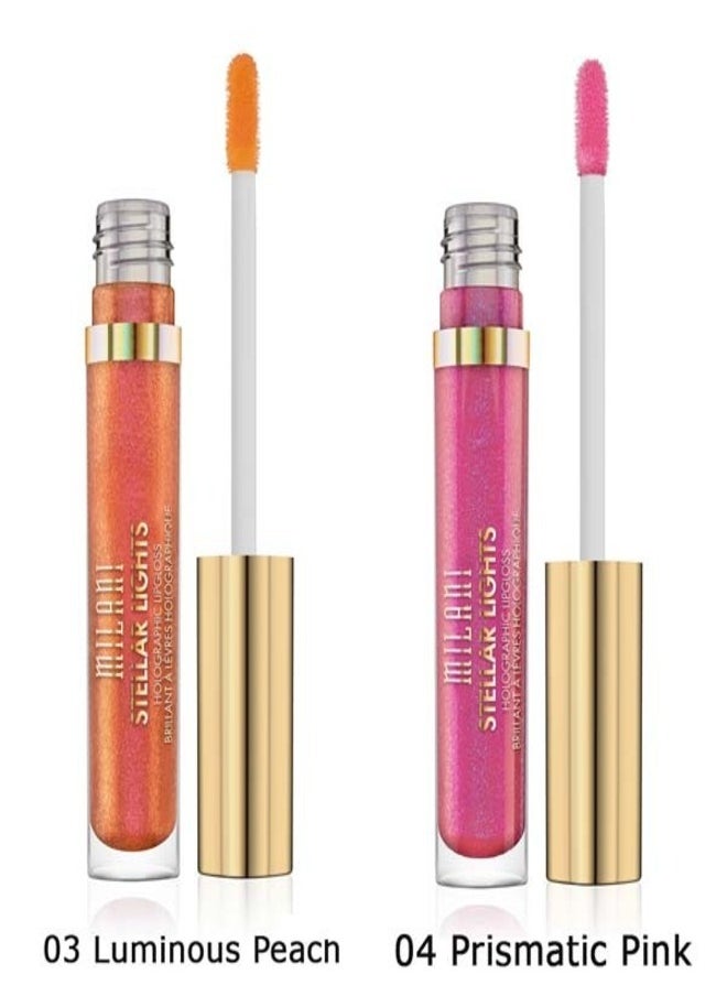 Milani Stellar Lights Holographic Lip Gloss #03 Luminous Peach – High-Shine, Multi-Dimensional Finish | Lightweight, Non-Sticky Formula | 6ml