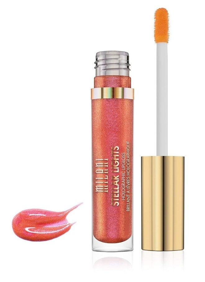 Milani Stellar Lights Holographic Lip Gloss #03 Luminous Peach – High-Shine, Multi-Dimensional Finish | Lightweight, Non-Sticky Formula | 6ml