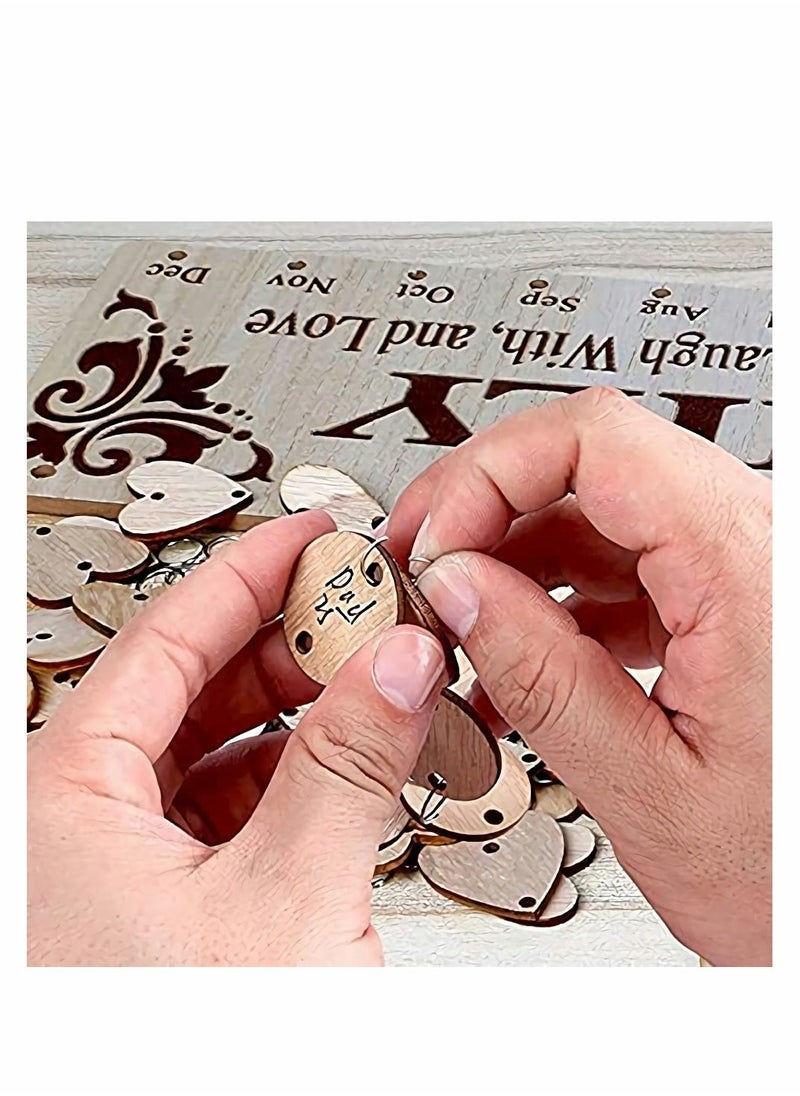 Gifts for Mom Grandma Dad from Daughter Son DIY Wooden Family Birthday Reminder Calendar Wall Hanging with 100 Tags Keep Track of Birthdays Mothers Fathers Day Decorations