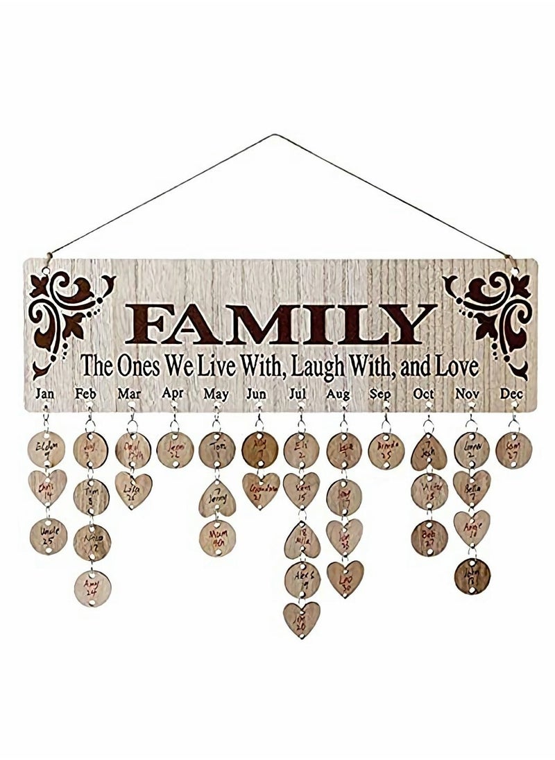 Gifts for Mom Grandma Dad from Daughter Son DIY Wooden Family Birthday Reminder Calendar Wall Hanging with 100 Tags Keep Track of Birthdays Mothers Fathers Day Decorations