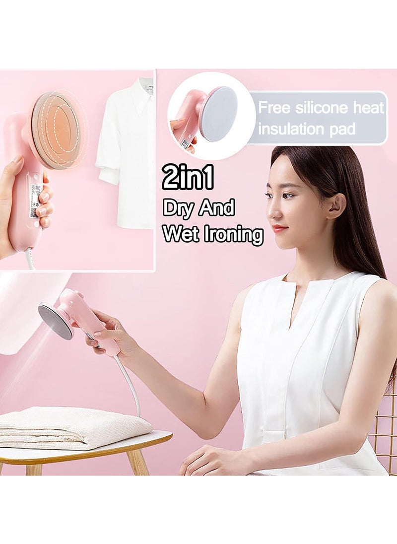 Professional Micro Steam Iron, Portable Household Ironing Machine 30S Fast Heating, Travel Garment Steamer with Dry Ironing And Wet Ironing, for Home And Travel, Pink