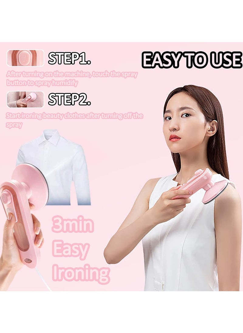 Professional Micro Steam Iron, Portable Household Ironing Machine 30S Fast Heating, Travel Garment Steamer with Dry Ironing And Wet Ironing, for Home And Travel, Pink