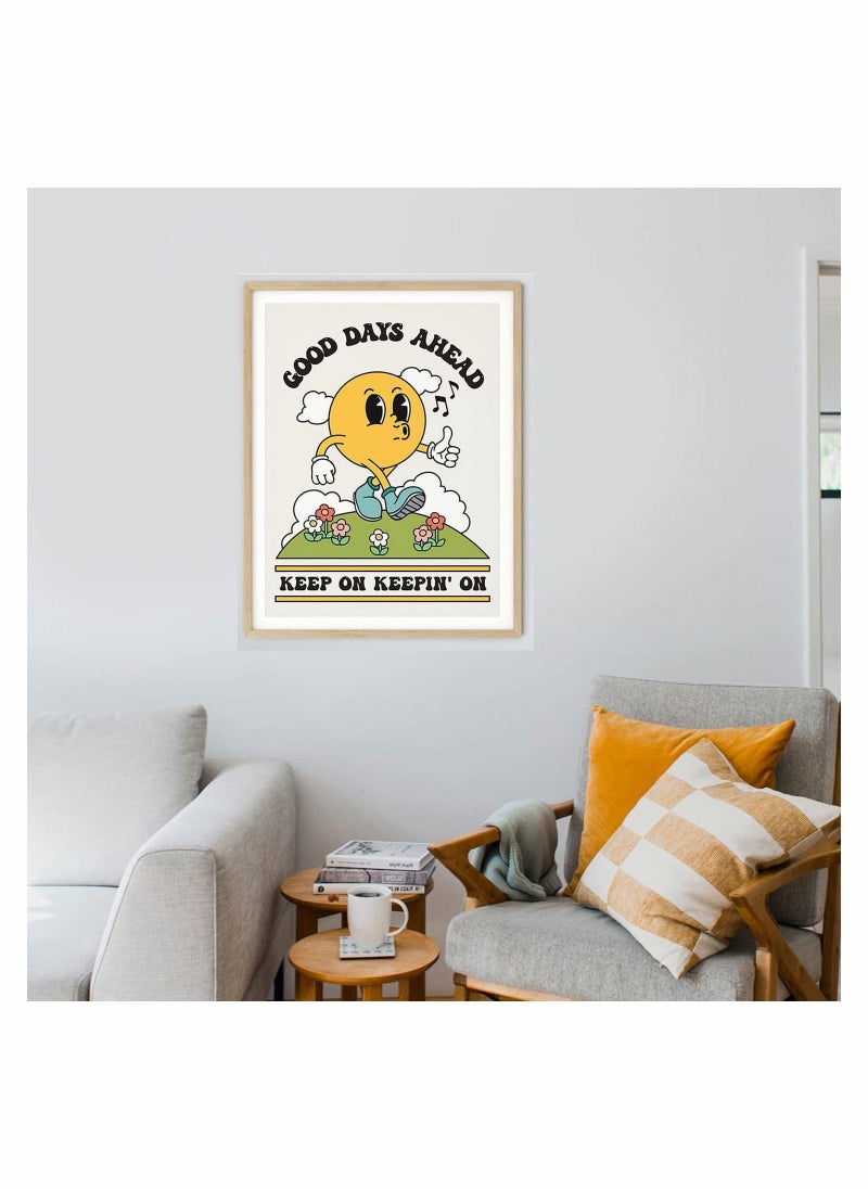 Poster Wall Art Canvas Prints Home Decor Frameless Cartoon Pattren Retro Artwork Painting Ready to Hang for Office Bathroom Living Room Children's 30X40CM