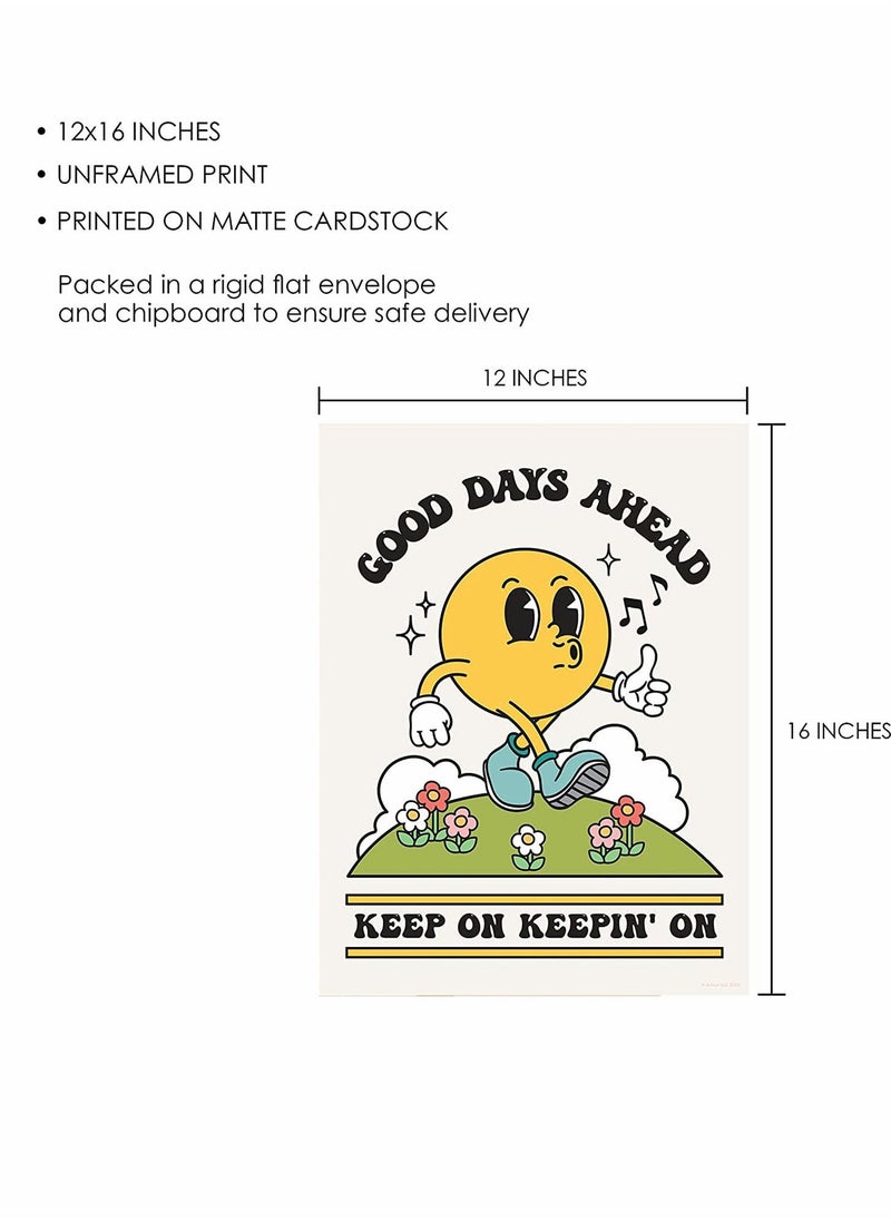Poster Wall Art Canvas Prints Home Decor Frameless Cartoon Pattren Retro Artwork Painting Ready to Hang for Office Bathroom Living Room Children's 30X40CM