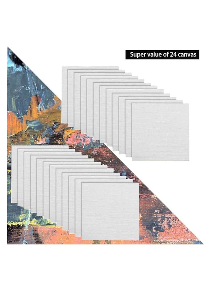 Dele 24 Pack Mini Canvas Panels 4x4 Artist Canvas Boards, Double-Wrapped Acid Free Small Art Canvas Value Pack for Oil & Acrylic Painting