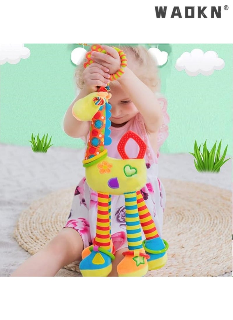 Car Seat Toys Baby Hanging Toy with C-Clip Ring Baby Car Toys Stroller Toy with Baby Crinkle for 0, 3, 6, 9, 12 Months Newborn Boys Girls Gifts - Giraffe