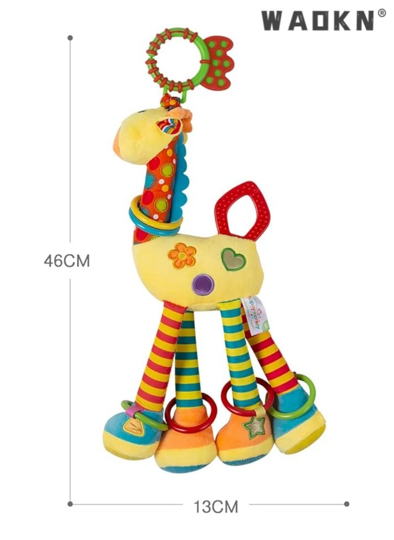 Car Seat Toys Baby Hanging Toy with C-Clip Ring Baby Car Toys Stroller Toy with Baby Crinkle for 0, 3, 6, 9, 12 Months Newborn Boys Girls Gifts - Giraffe