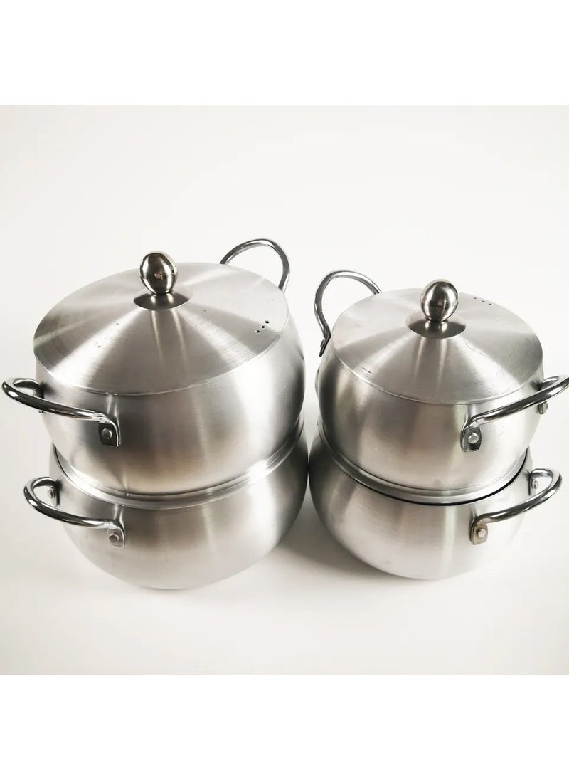 10 Pieces Belly Shape Cooking Pot Cookware Set With Two Handles Silver