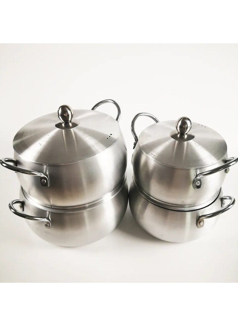 10 Pieces Belly Shape Cooking Pot Cookware Set With Two Handles Silver