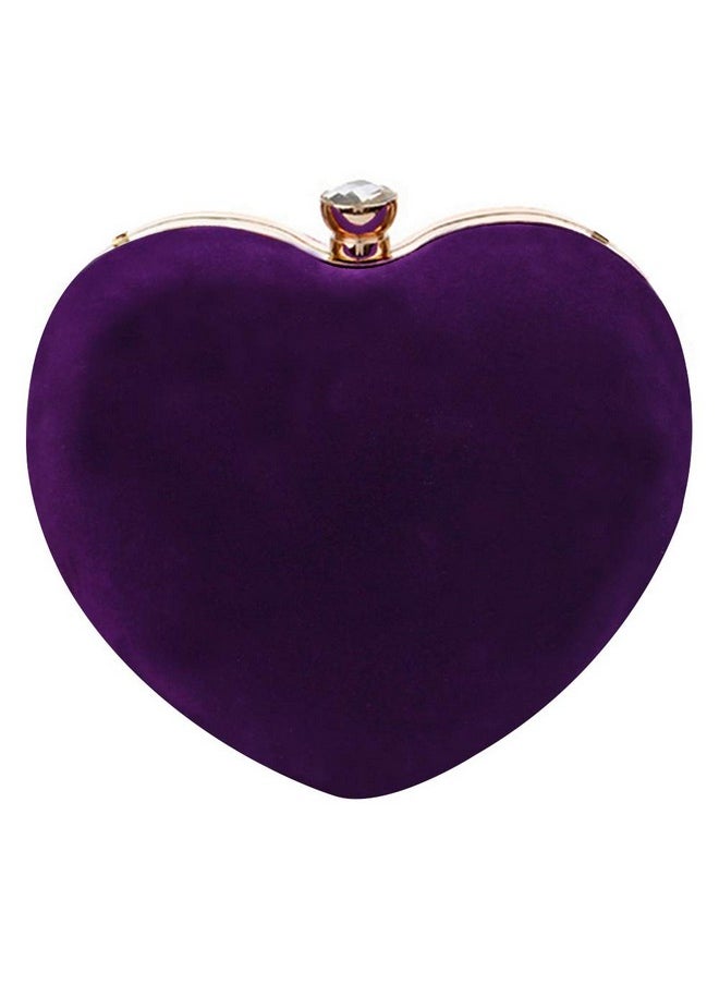 Mily Heart Shape Clutch Bag Messenger Shoulder Handbag Tote Evening Bag Purse (Purple)