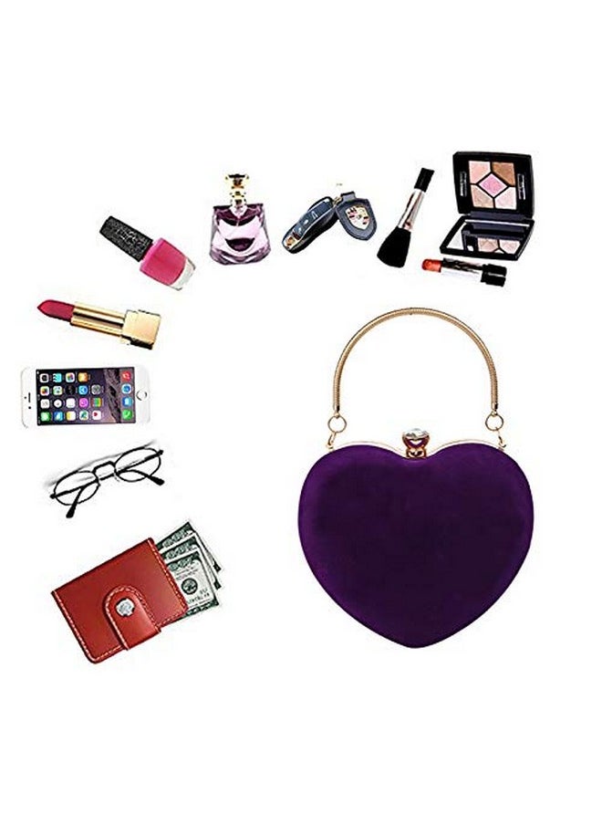 Mily Heart Shape Clutch Bag Messenger Shoulder Handbag Tote Evening Bag Purse (Purple)