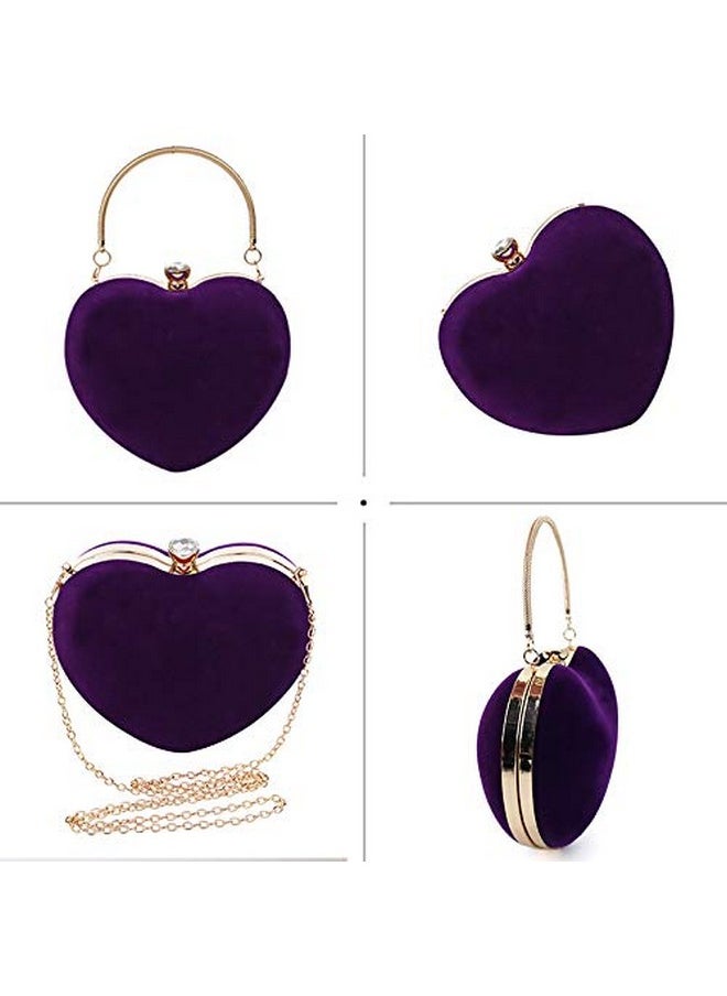 Mily Heart Shape Clutch Bag Messenger Shoulder Handbag Tote Evening Bag Purse (Purple)