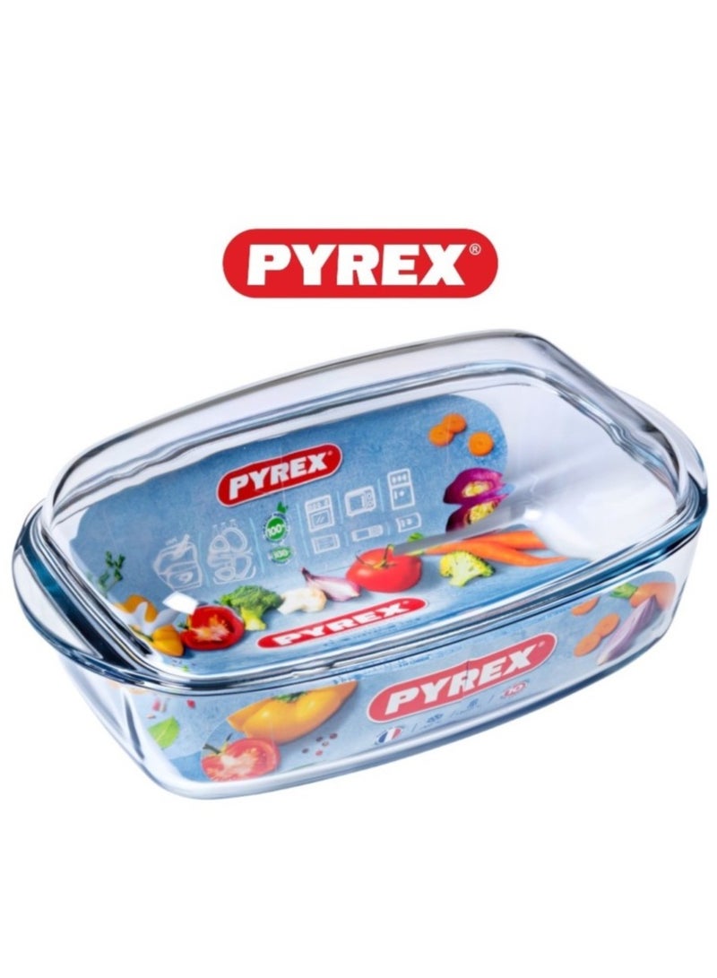 Pyrex Essential Casseroles Rectangular 4.6L - Versatile Borosilicate Glass Dish for Baking, Roasting, and Serving