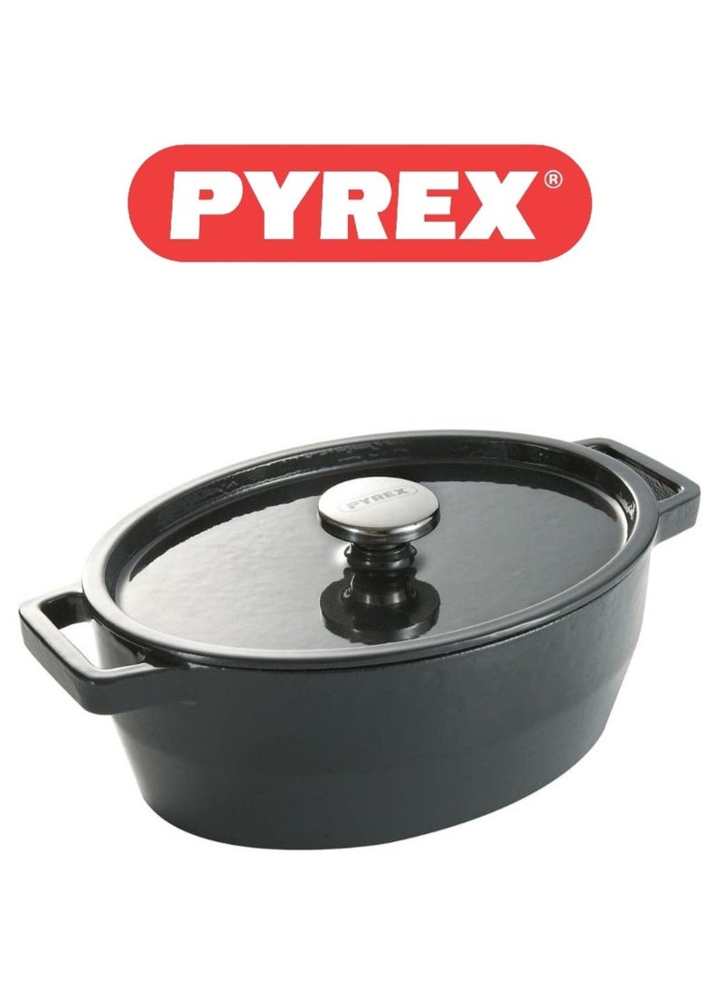 Pyrex Slow Cook Oval Casserole 33cm SC4AC33 - Durable, Enamel Finish, Induction Compatible