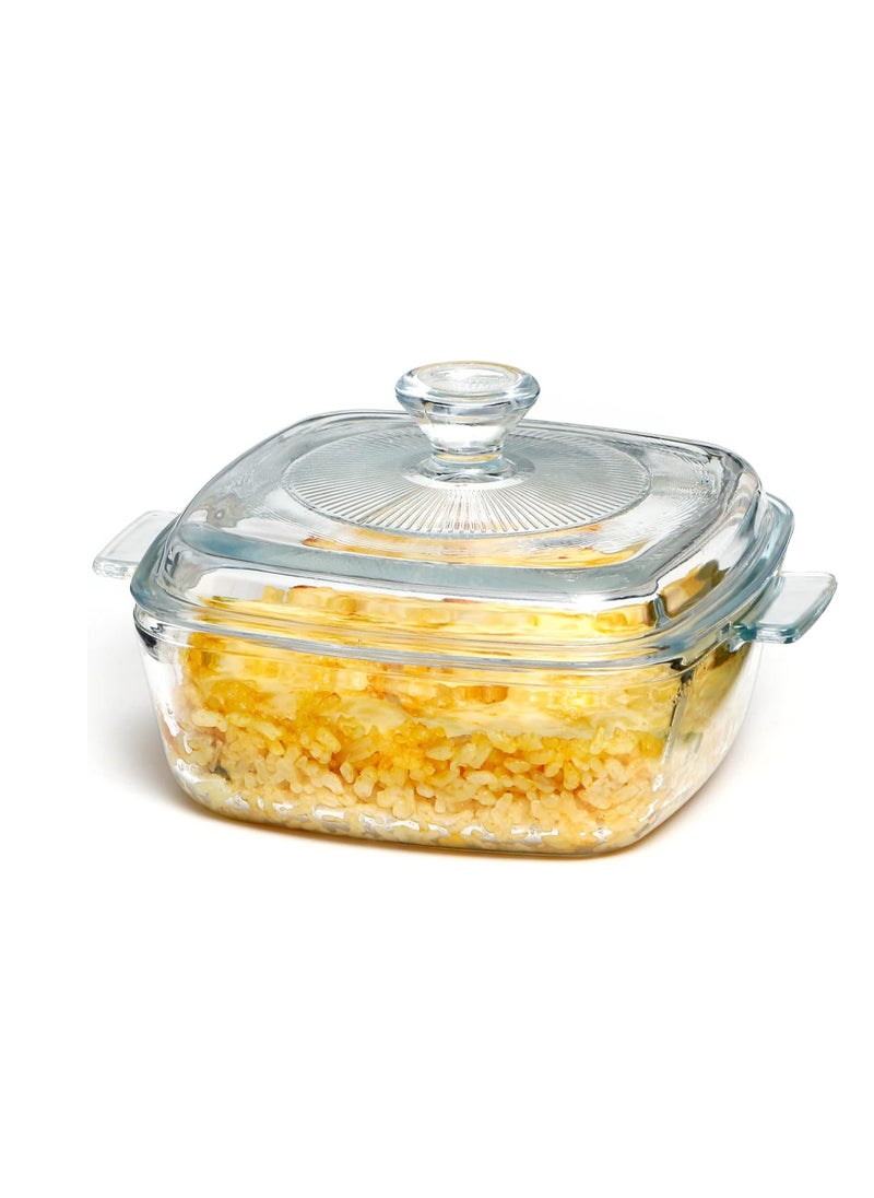 NUTRIUPS 0.8L Glass Casserole Dish with Lid Oven Safe Square Casserole Dish 5.9in Glass Microwave Bowl With Glass Lid Casserole Cookware (25oz-Mini)