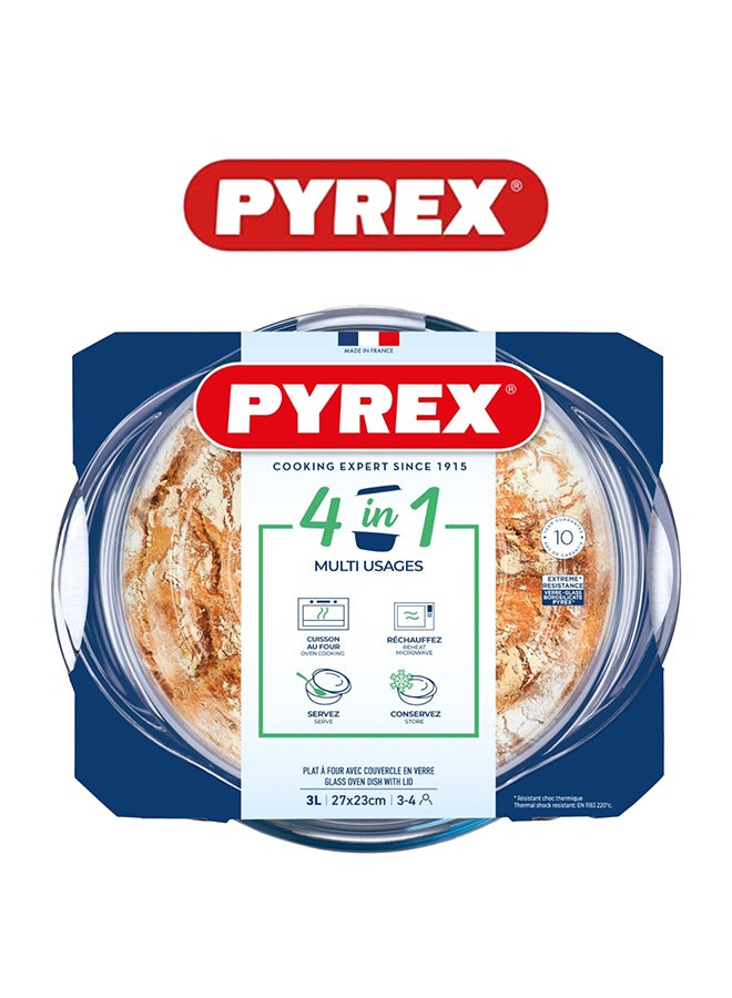 Pyrex Essential Casserole Round 3L - Durable Borosilicate Glass for Versatile Cooking and Serving Clear 3L