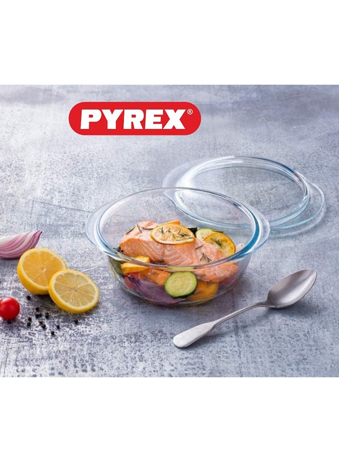 Pyrex Essential Casserole Round 3L - Durable Borosilicate Glass for Versatile Cooking and Serving Clear 3L